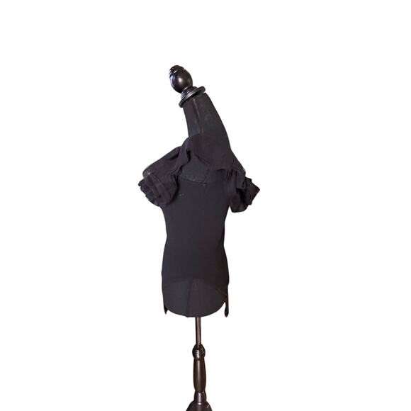 Goodnight Macaroon Black Ruffle Off-Shoulder Bodysuit - Picture 3 of 5